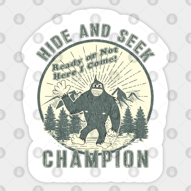 Vintage Worn Bigfoot Hide and Seek Champion Sticker by Joaddo